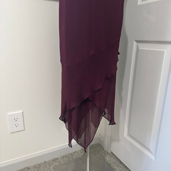 NWT VTG 90s Laundry by Shelli Segal Burgundy Red Beaded Silk Fairy Midi Dress - Picture 2 of 8